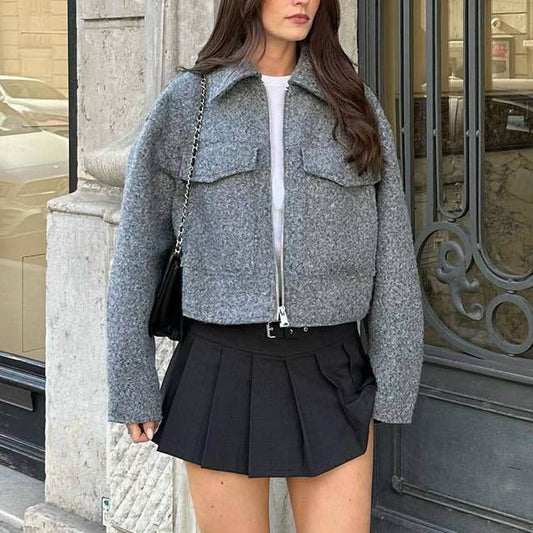 Veste courte en tweed pour femme