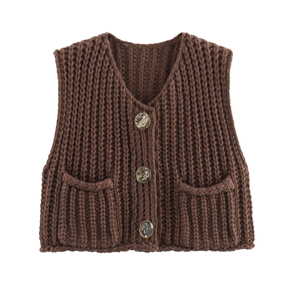 Gilet Court en Tricot pour Femme