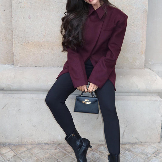 Blazer bordeaux à patte de boutonnage croisée